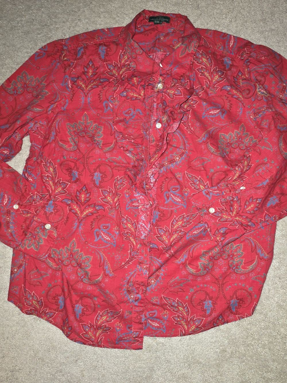 Ralph Lauren Red Paisley Button-Down Shirt Womens 2X